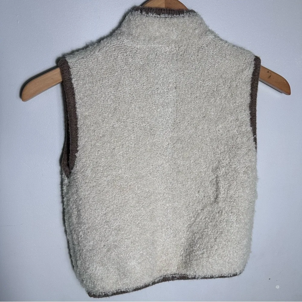Zara Kids Fleece Vest with Brown Trim
